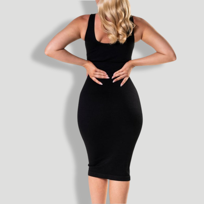 Deep V-Neck Seamless Midi Dress