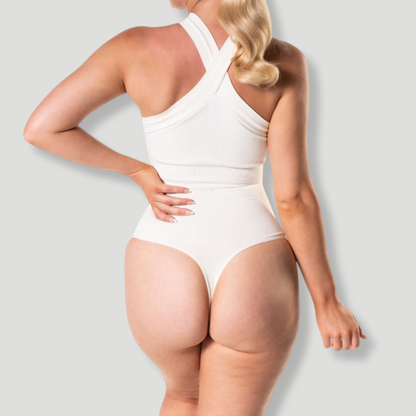 Crossover Halter Shapewear Bodysuit