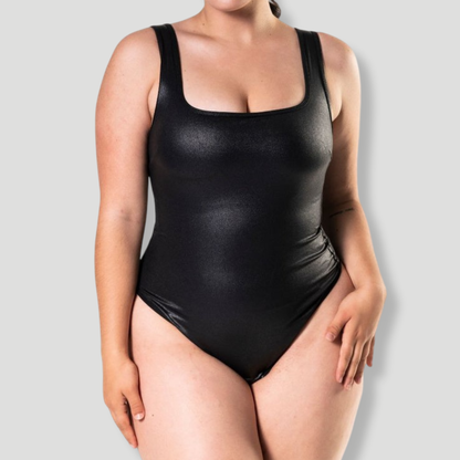 Leather Look Snatched Bodysuit