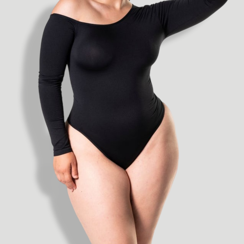 One Shoulder Long Sleeve Thong Bodysuit