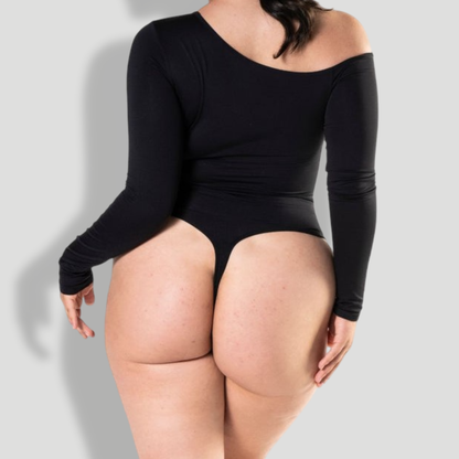 One Shoulder Long Sleeve Thong Bodysuit