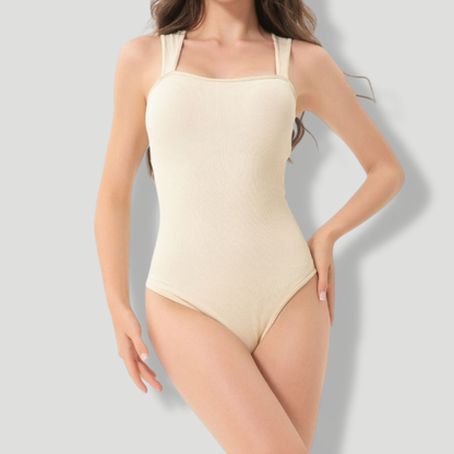 Ribbed Square Neck Shapewear Bodysuit
