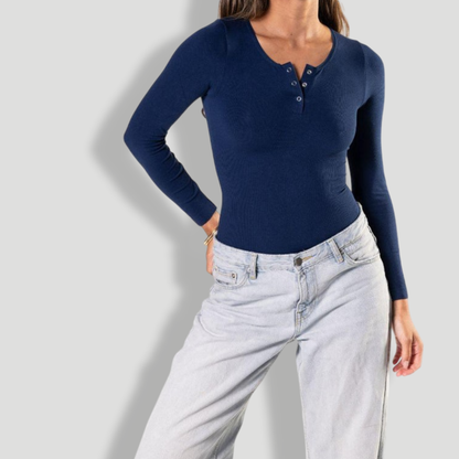 Seamless Long Sleeve Thong Bodysuit