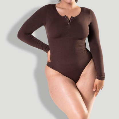 Seamless Long Sleeve Thong Bodysuit