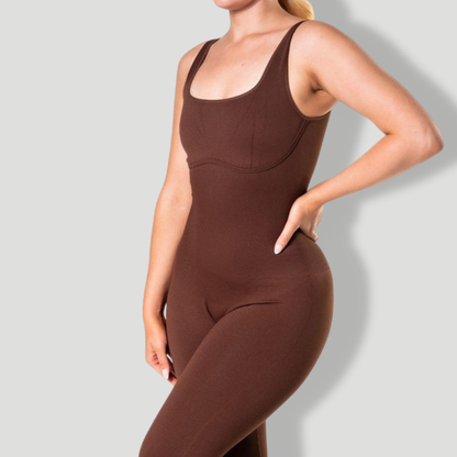 Square Neck U-Back Flared Jumpsuit