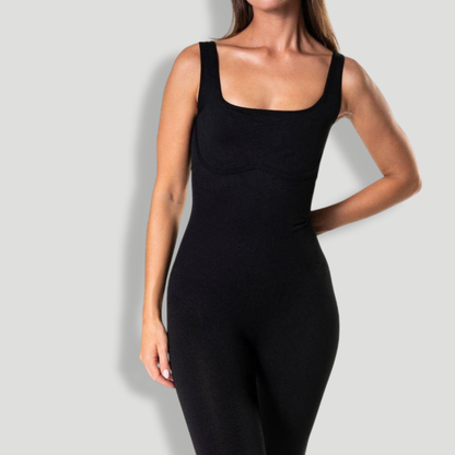 Square Neck U-Back Flared Jumpsuit