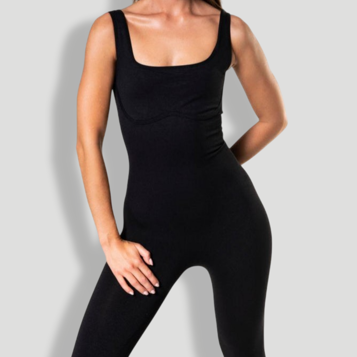 Square Neck U-Back Flared Jumpsuit