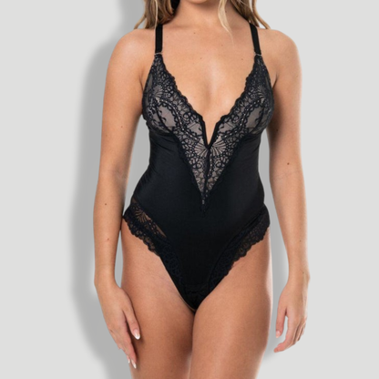 V-Neck Half Laced Bodysuit
