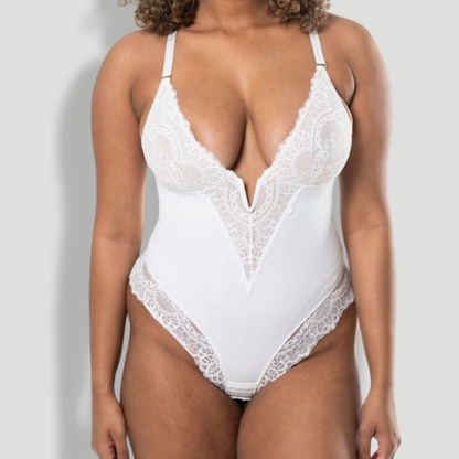 V-Neck Half Laced Bodysuit