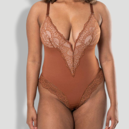 V-Neck Half Laced Bodysuit