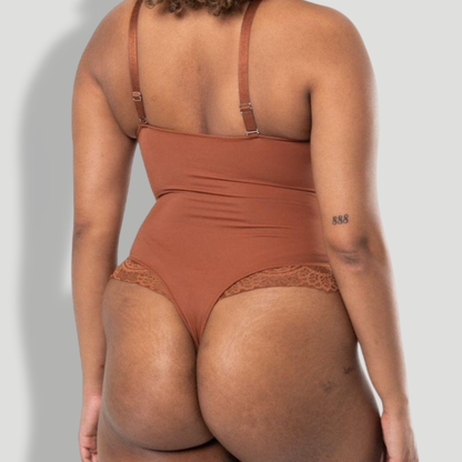 V-Neck Half Laced Bodysuit