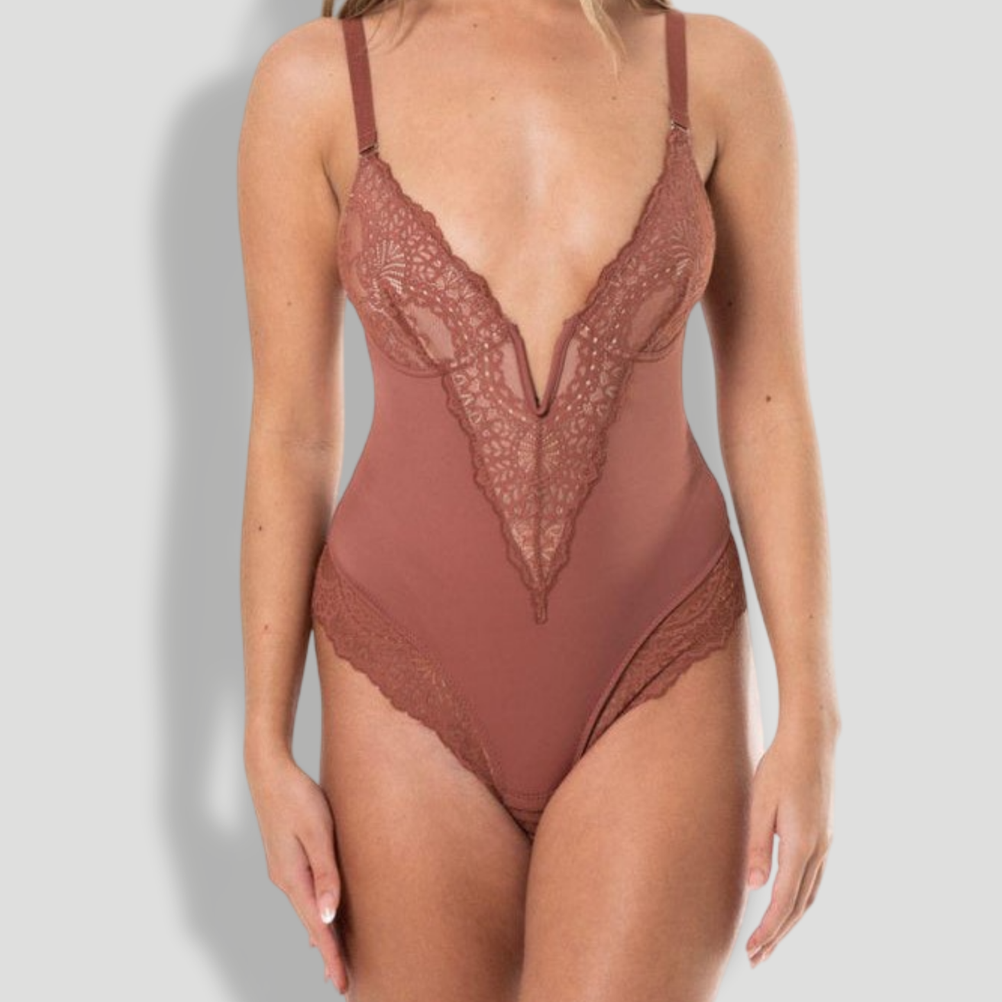 V-Neck Half Laced Bodysuit