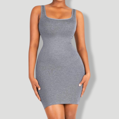 Square-Neck Seamless Mini Dress