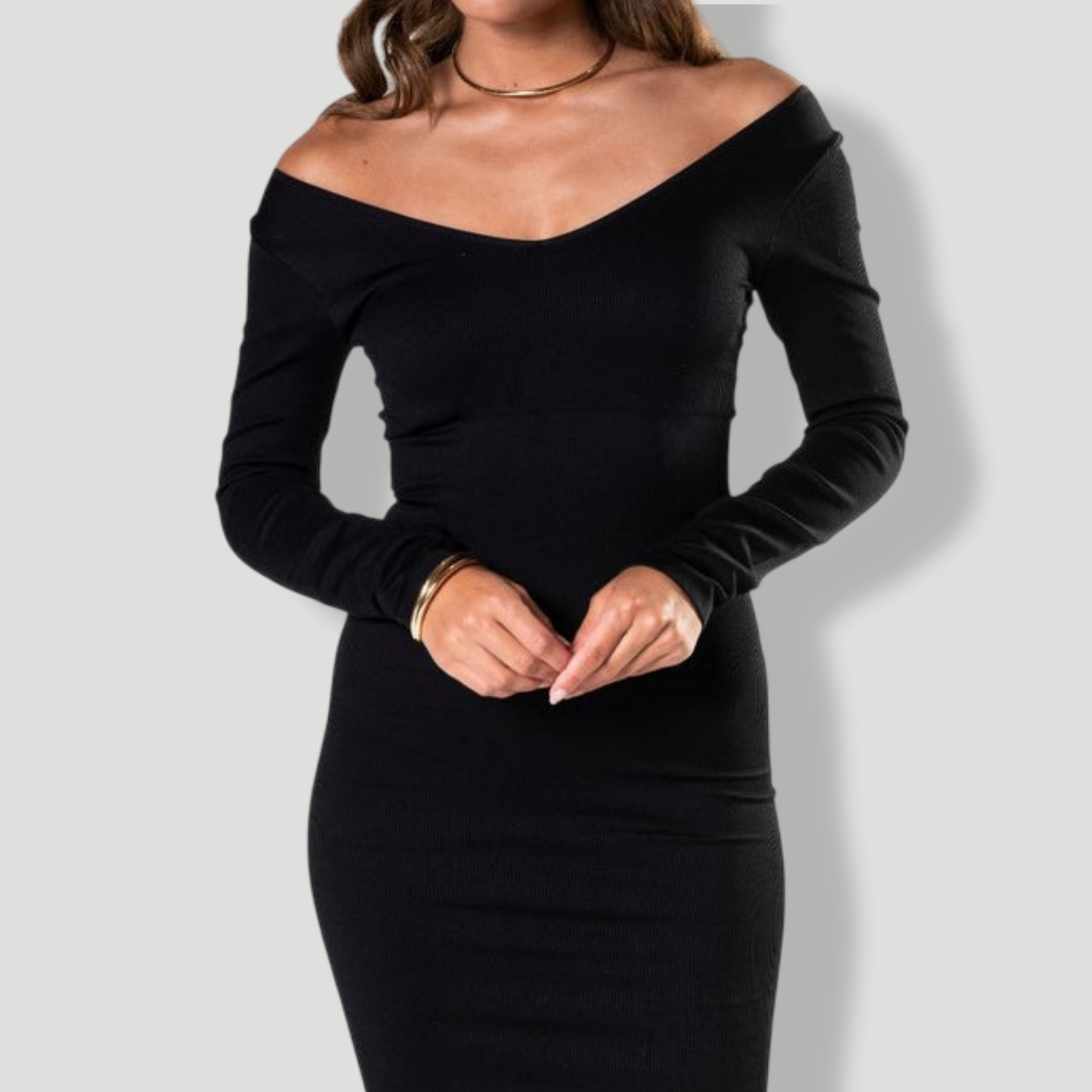 V-Neck Long Sleeve Dress