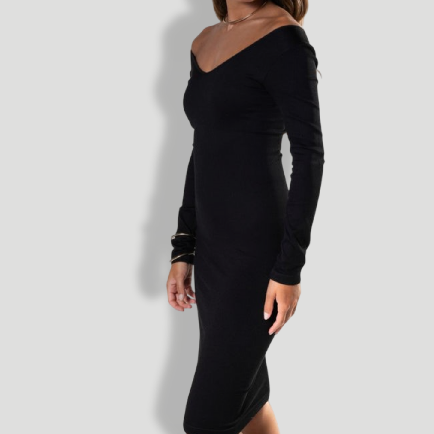 V-Neck Long Sleeve Dress