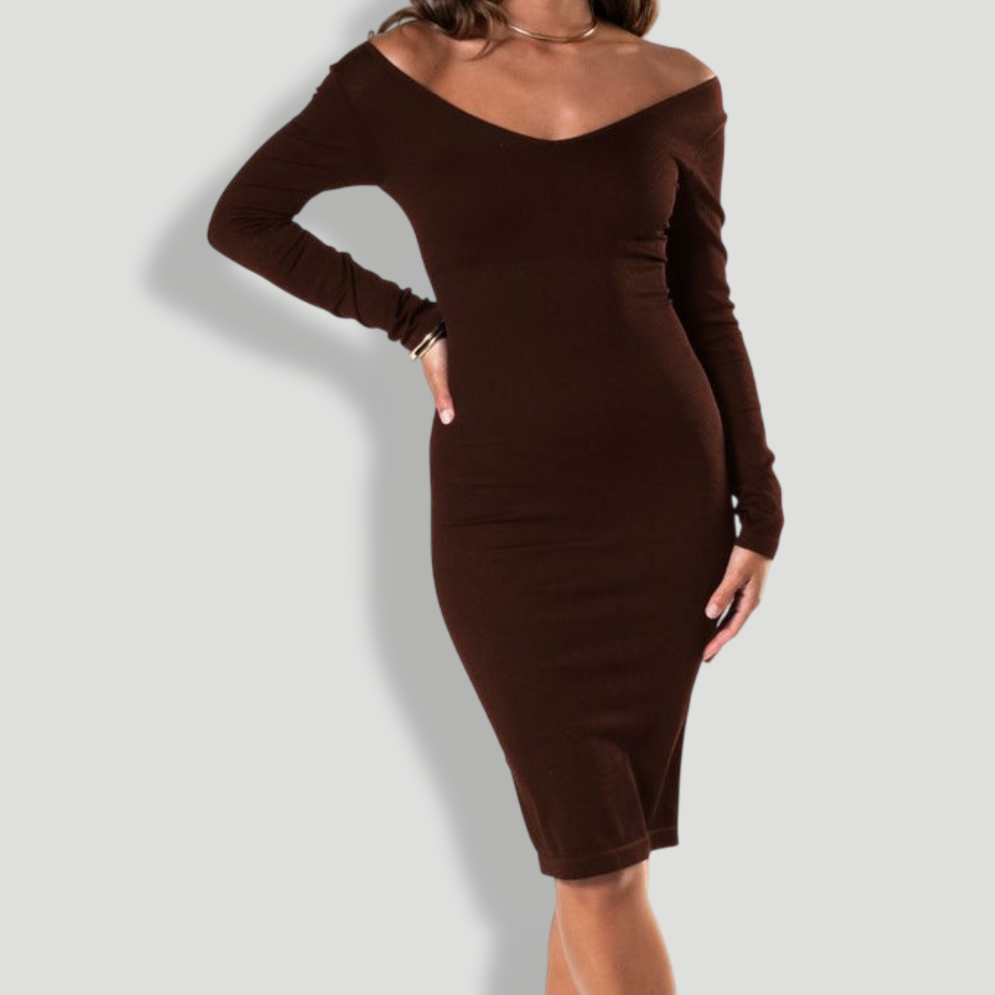V-Neck Long Sleeve Dress