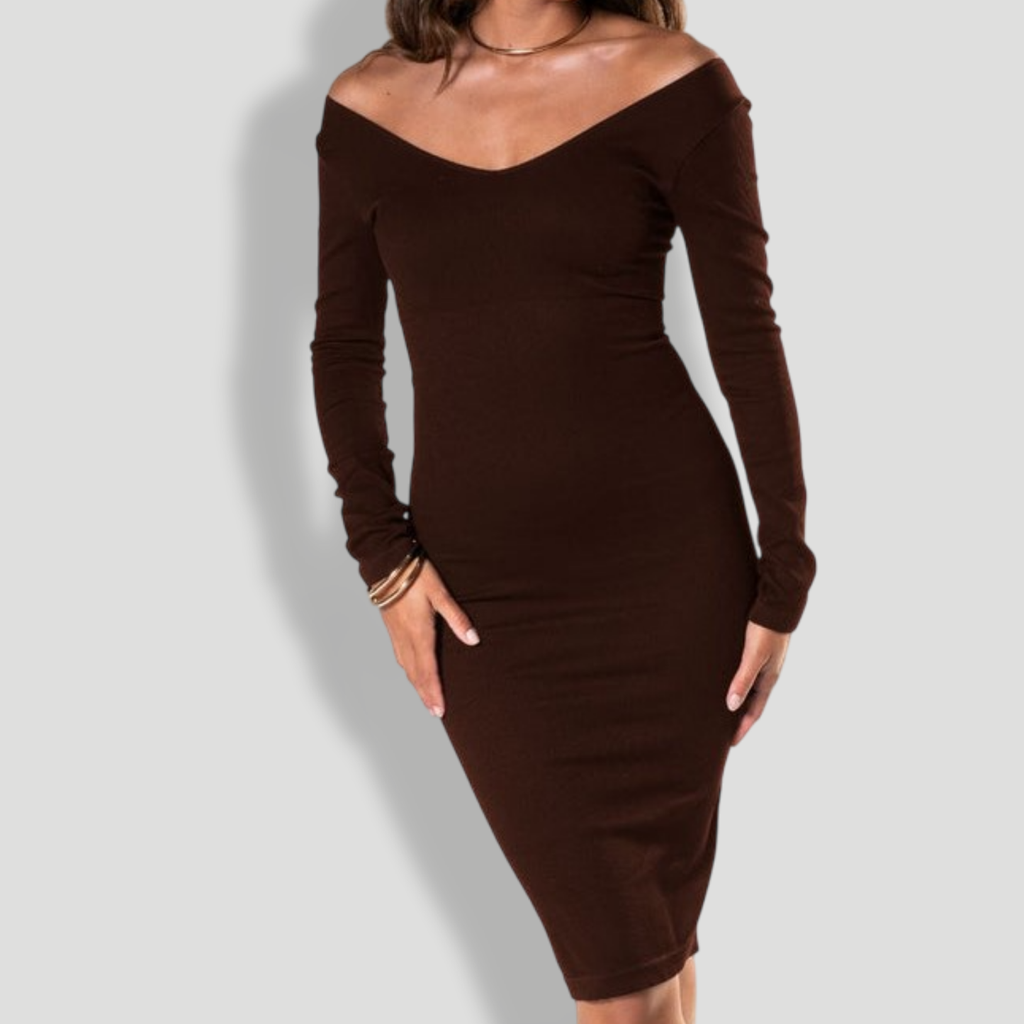 V-Neck Long Sleeve Dress