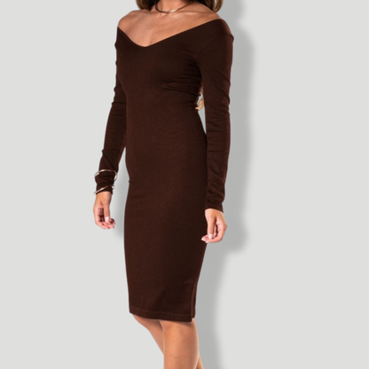 V-Neck Long Sleeve Dress