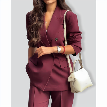 Lapel Blazer & Pants Two-Piece Set