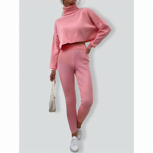 Turtle-Neck Short Casual Two-piece set