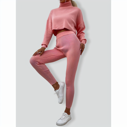 Turtle-Neck Short Casual Two-piece set