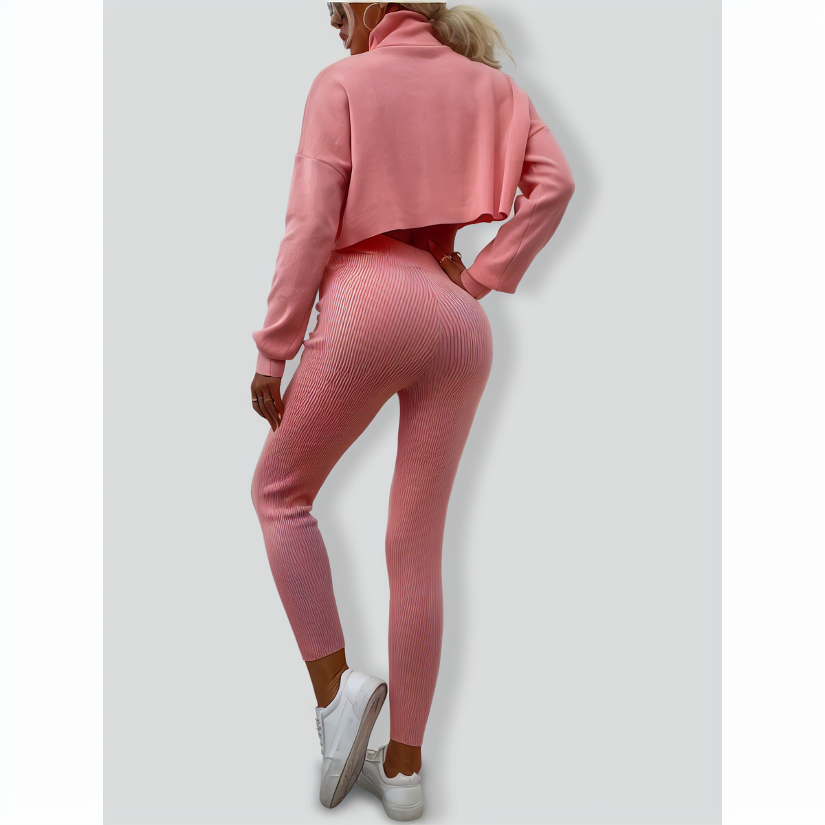 Turtle-Neck Short Casual Two-piece set