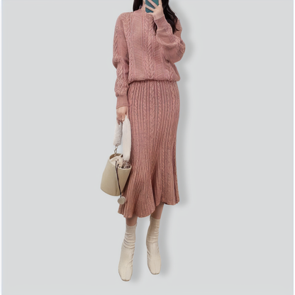 Autumn and winter twist knit two-piece set