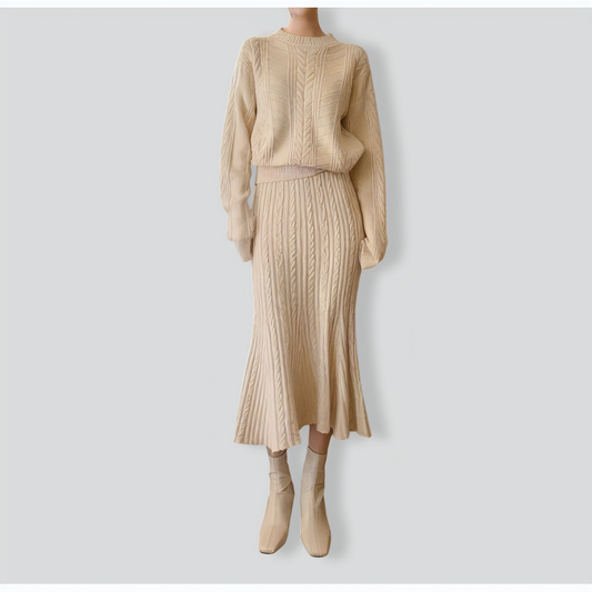 Autumn and winter twist knit two-piece set