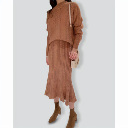 Autumn and winter twist knit two-piece set
