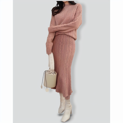 Autumn and winter twist knit two-piece set