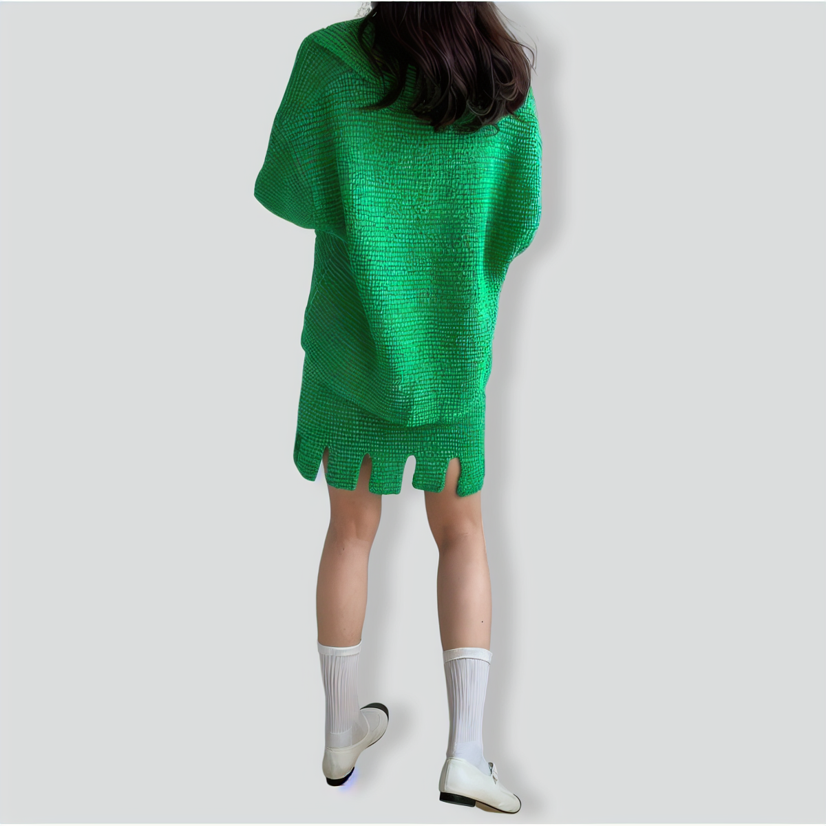 Temperament V-Neck Single-Breasted Knitted Sweater Set