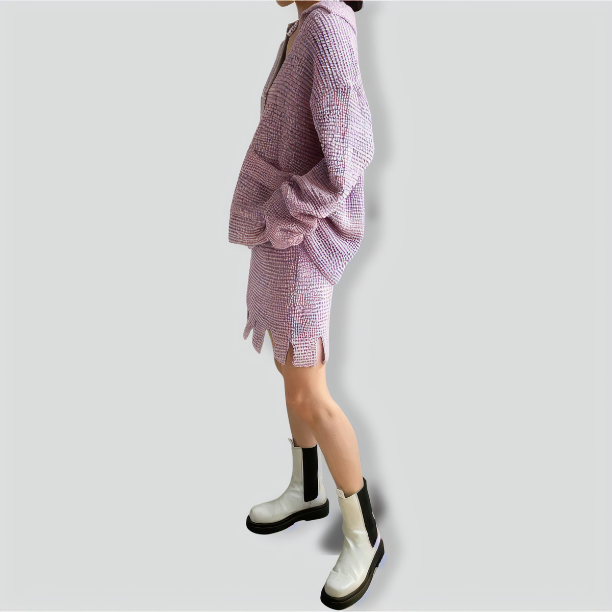 Temperament V-Neck Single-Breasted Knitted Sweater Set