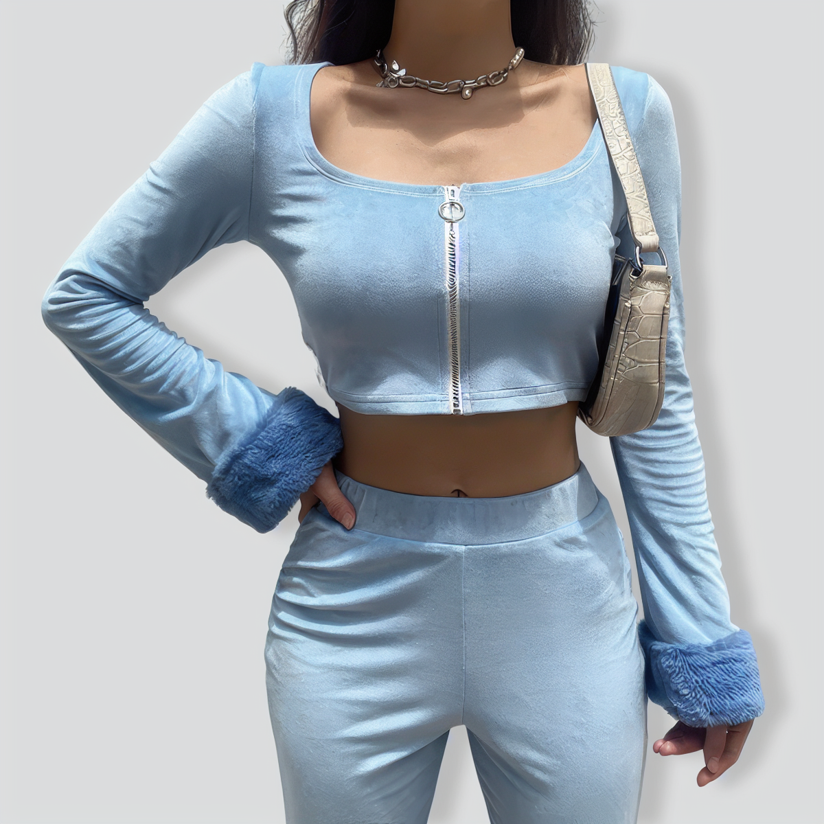 Belly Shirt Zipper Slim Suit