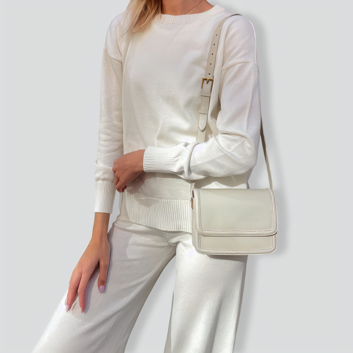 Women's Knitted Monochromatic Two-piece Suit