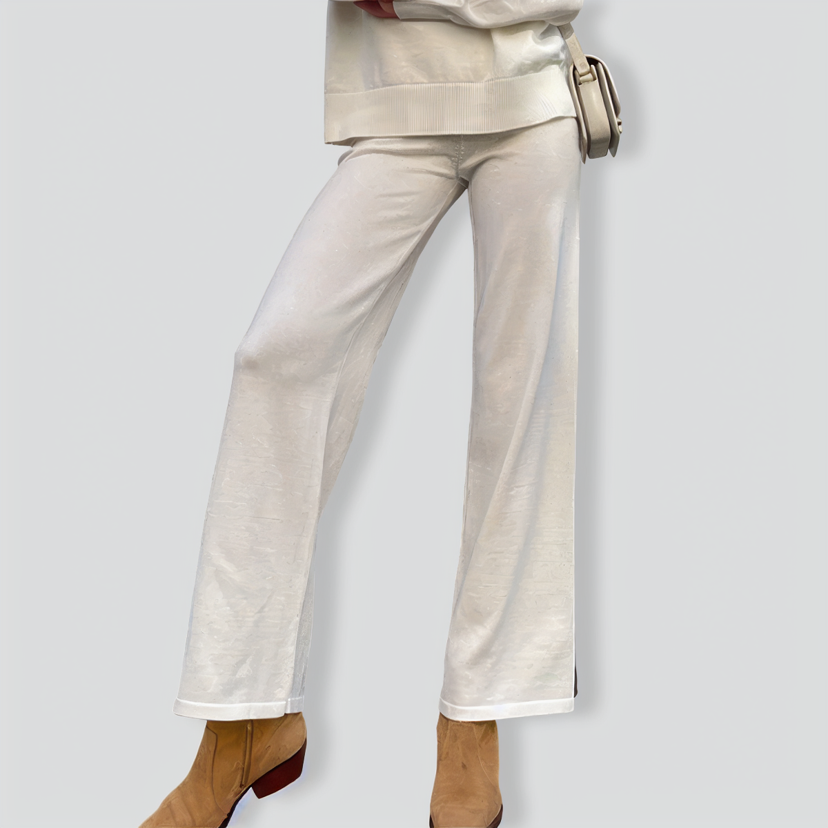 Women's Knitted Monochromatic Two-piece Suit