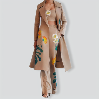 Long-Sleeved Floral Printed Three-pieces suits