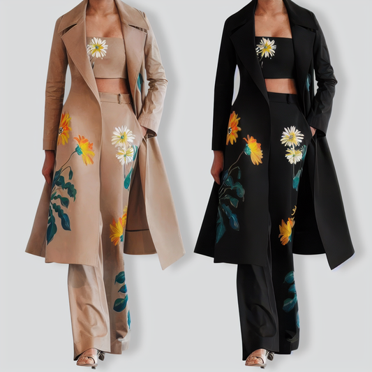 Long-Sleeved Floral Printed Three-pieces suits