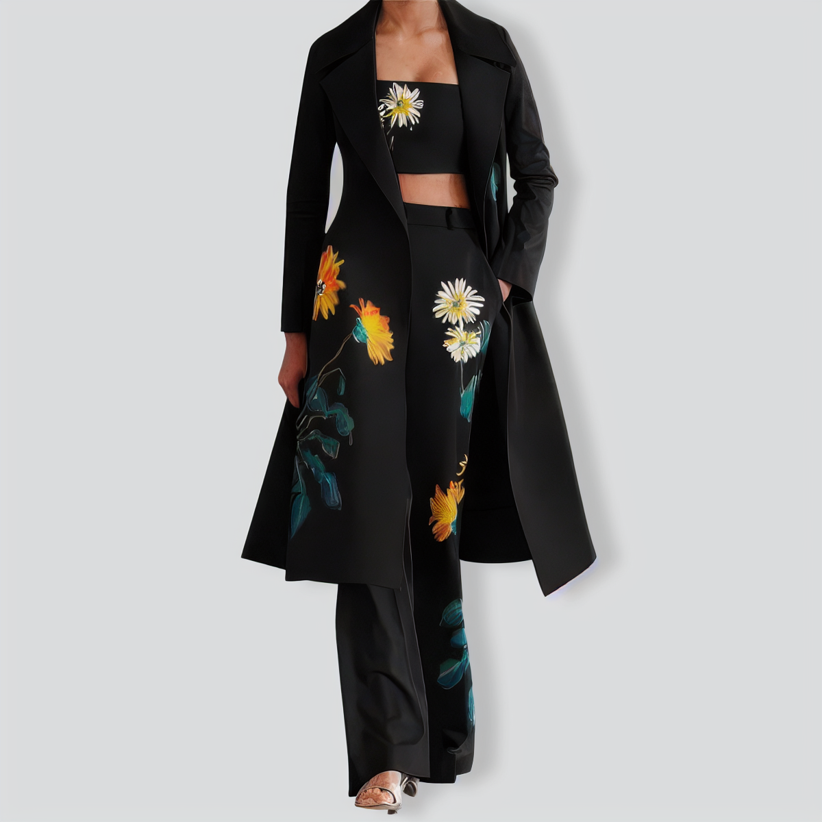 Long-Sleeved Floral Printed Three-pieces suits