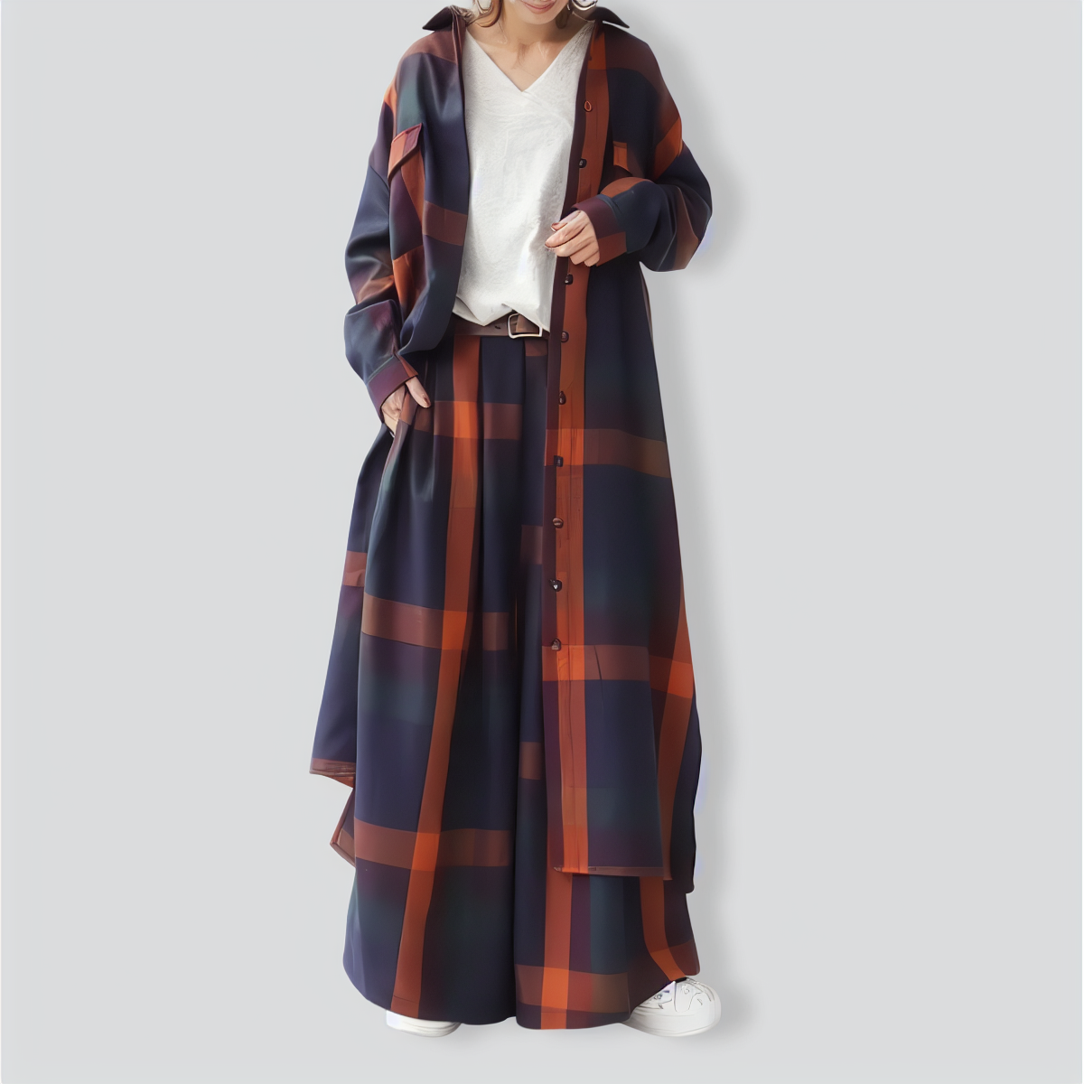 Ladies Casual Loose Plaid Suit