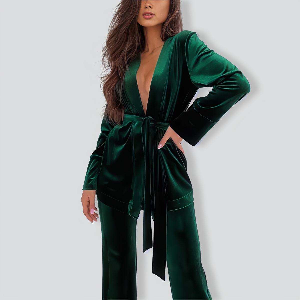 Casual warm autumn and winter V-neck home set