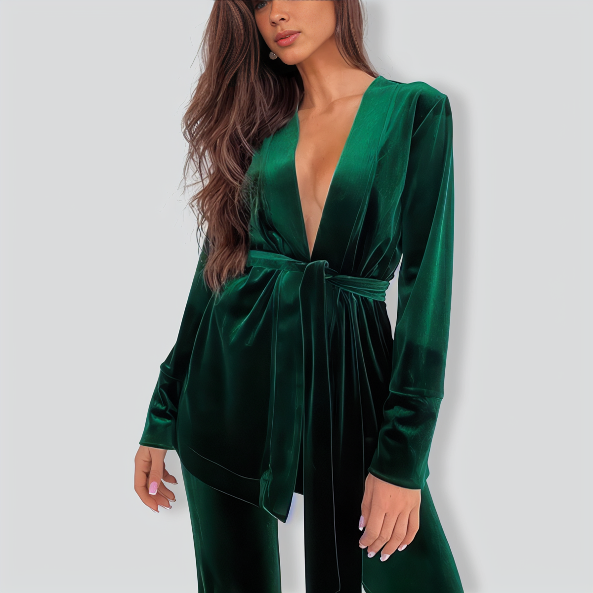 Casual warm autumn and winter V-neck home set