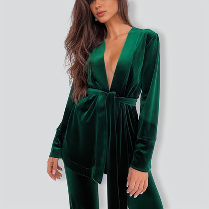 Casual warm autumn and winter V-neck home set