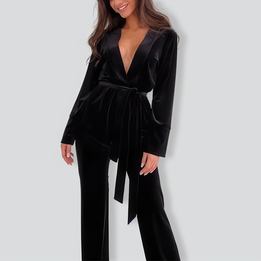 Casual warm autumn and winter V-neck home set