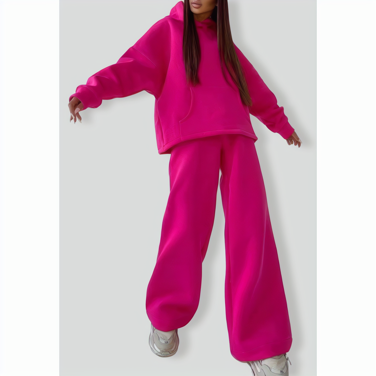 Two-Piece Women's Hooded Pocket Sweater Suit