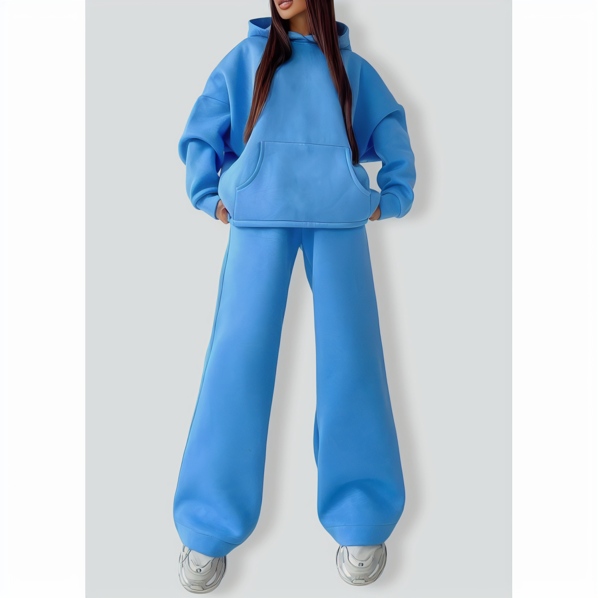 Two-Piece Women's Hooded Pocket Sweater Suit