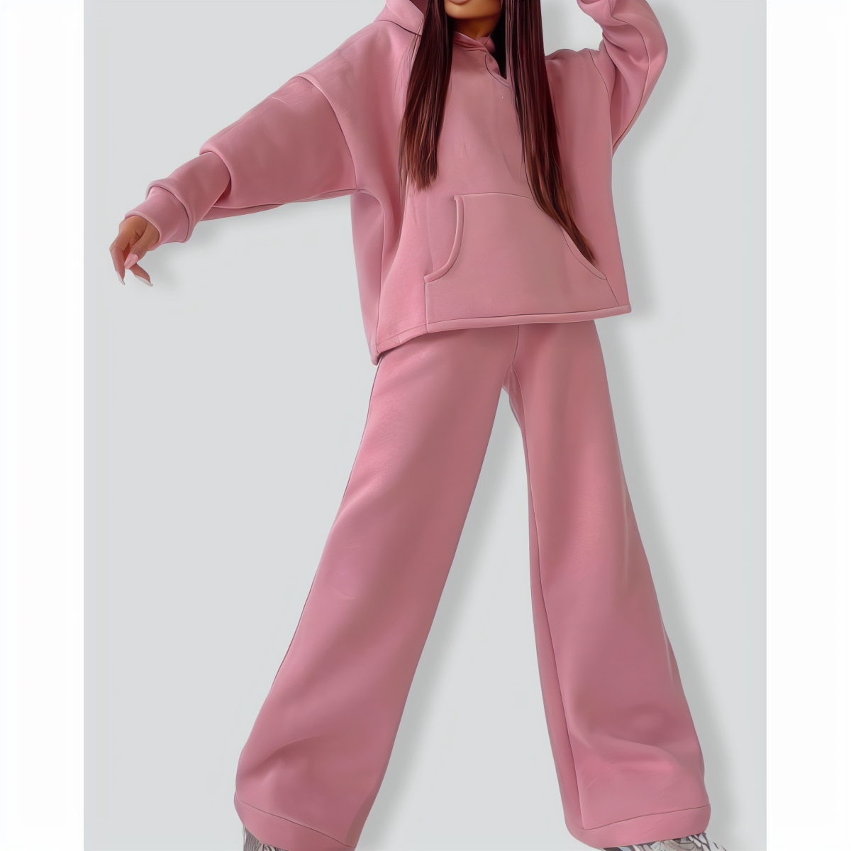 Two-Piece Women's Hooded Pocket Sweater Suit