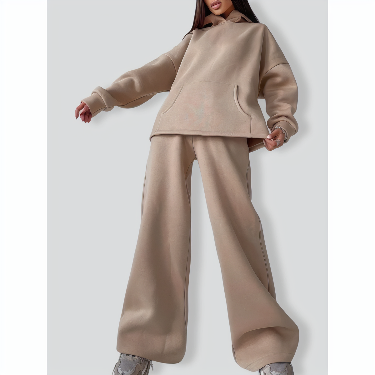 Two-Piece Women's Hooded Pocket Sweater Suit