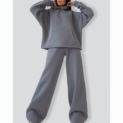 Two-Piece Women's Hooded Pocket Sweater Suit