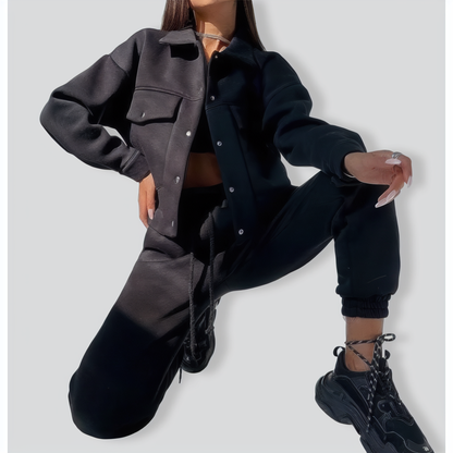 Ladies Jacket Top Casual Two Piece Set