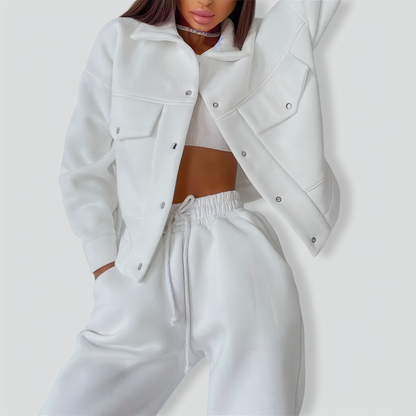 Ladies Jacket Top Casual Two Piece Set